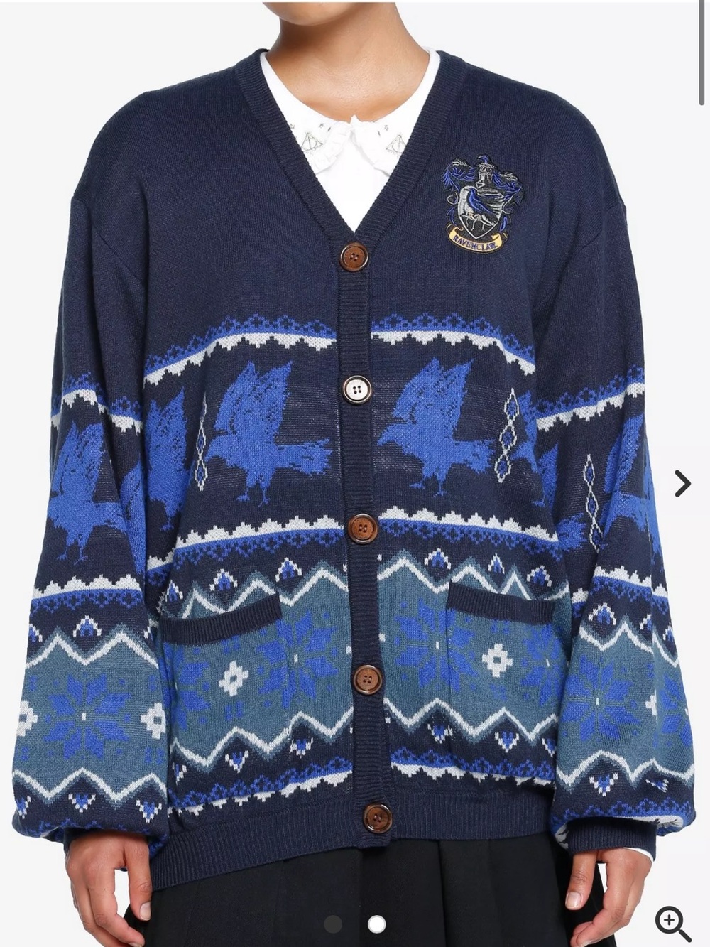 Harry Potter Ravenclaw Fair Isle Cardigan Sweater L Blue Fandom Geek Oversized